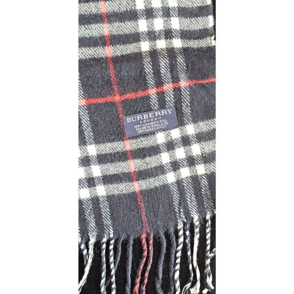 BURBERRYs of London 100% Lambswool Blue & Red Scarf Nova Check Vintage (2) - Picture 3 of 8